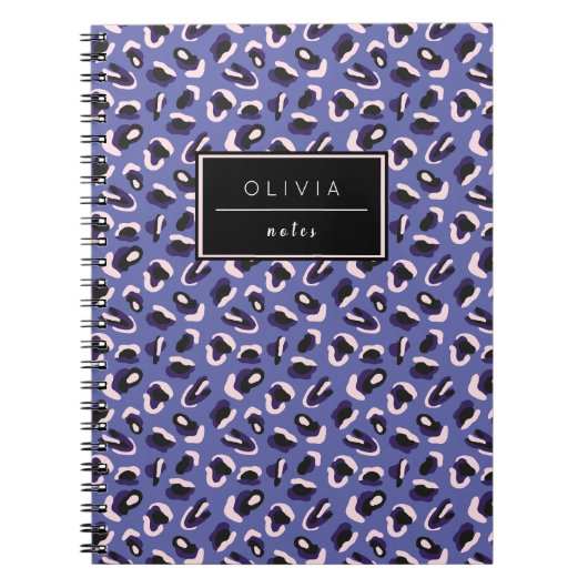 Periwinkle Animal Print Named Notitieboek (Voorkant)