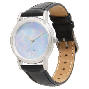 Periwinkle Aqua Iridescent Opal Horloge