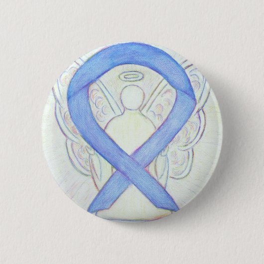 Periwinkle Awareness Ribbon Angel Art Button (Voorkant)