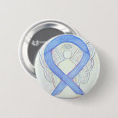 Periwinkle Awareness Ribbon Angel Art Button (Voorkant /achterkant)
