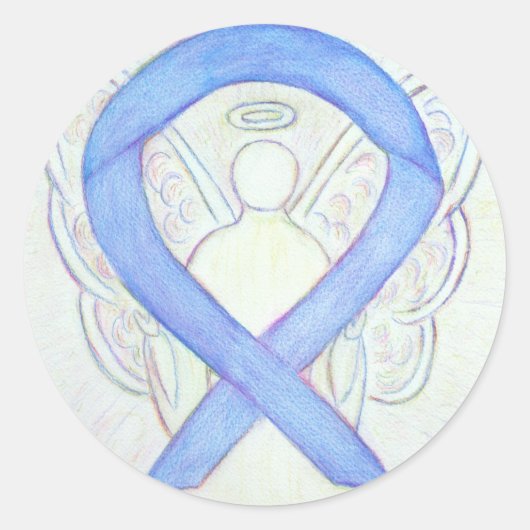 Periwinkle Awareness Ribbon Angel Decal Stickers (Voorkant)
