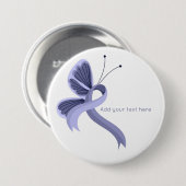 Periwinkle Awareness Ribbon Butterfly Button (Voorkant /achterkant)