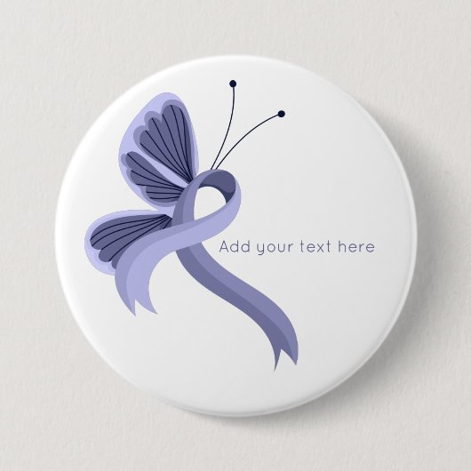 Periwinkle Awareness Ribbon Butterfly Button (Voorkant)