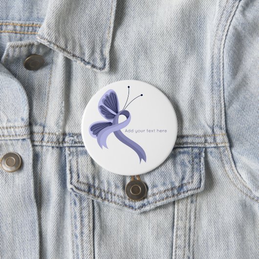 Periwinkle Awareness Ribbon Butterfly Button (In situ)