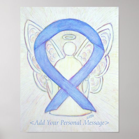 Periwinkle Awareness Ribbon Guardian Angel Print (Voorkant)