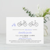 Periwinkle Bicycle Baby shower Kaart (Staand voorkant)