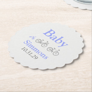 Periwinkle Bicycle Baby shower Kartonnen Onderzetters