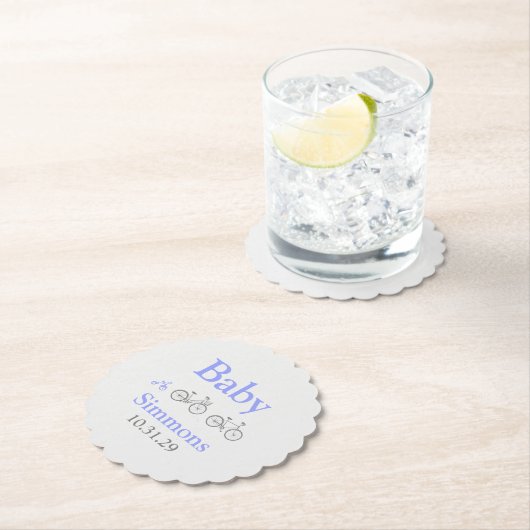 Periwinkle Bicycle Baby shower Kartonnen Onderzetters (Insitu)