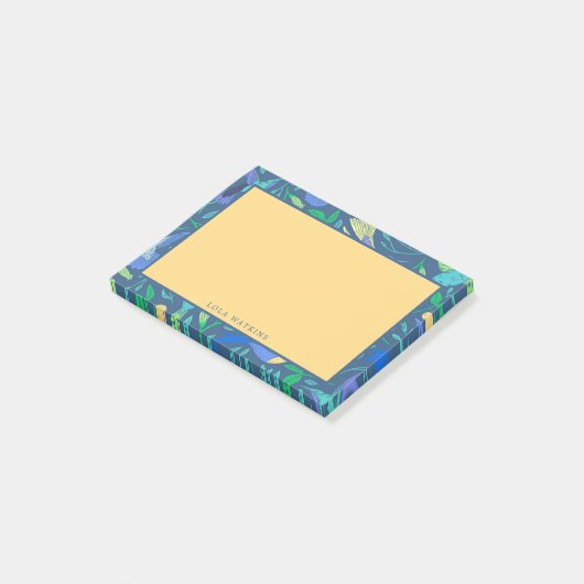 Periwinkle Birds and Flowers Floral Pattern Post-it® Notes (Schuin)