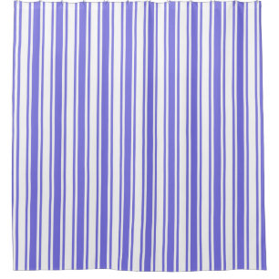 Periwinkle blauw en witte snoepjes strepen douchegordijn