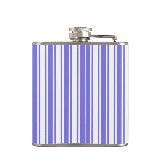 Periwinkle blauw en witte snoepjes strepen heupfles (Achterkant)