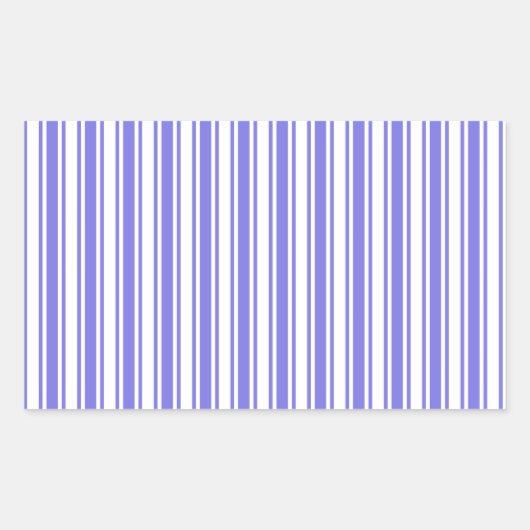 Periwinkle blauw en witte snoepjes strepen rechthoekige sticker (Voorkant)