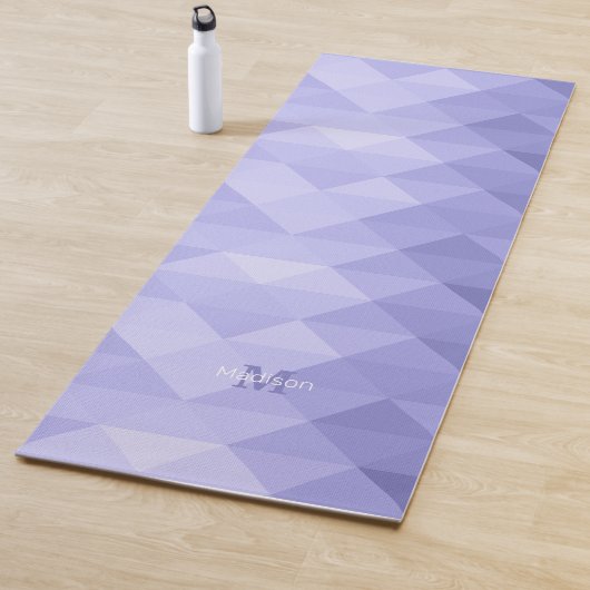 Periwinkle blauw geometrisch vierkant patroon Mono Yogamat (In situ)