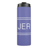 Periwinkle Blauw Modern Monogrammed Initialen Eenv Thermosbeker (Voorkant)