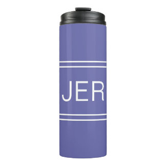 Periwinkle Blauw Modern Monogrammed Initialen Eenv Thermosbeker