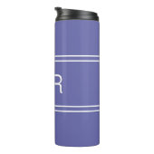 Periwinkle Blauw Modern Monogrammed Initialen Eenv Thermosbeker (Geroteerd rechts)