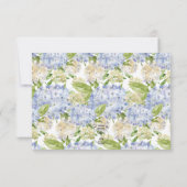 Periwinkle Blauw Wit Hydrangea Bruiloft Save The Date (Achterkant)