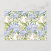 Periwinkle Blauw Wit Hydrangea Details Bruiloft Informatiekaartje (Achterkant)