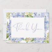 Periwinkle Blauw Wit Hydrangeas Bruiloft Bedankkaart (Voorkant)