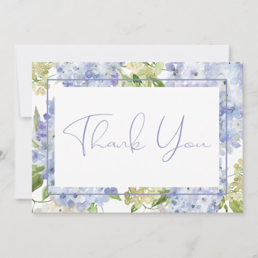 Periwinkle Blauw Wit Hydrangeas Bruiloft Bedankkaart (Voorkant)