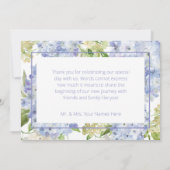 Periwinkle Blauw Wit Hydrangeas Bruiloft Bedankkaart (Achterkant)