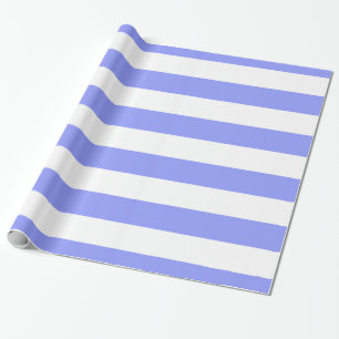 Periwinkle Blauw, Wit XL Stripes Patroon Cadeaupapier
