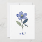 Periwinkle Blauwe Bloemen Gestileerde Bloemen Huwe Kaart (Achterkant)