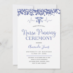 Periwinkle blauwe verpleegkundige pinning ceremoni kaart