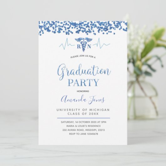 Periwinkle blauwe verpleegster Uitnodiging voor af (Staand voorkant)