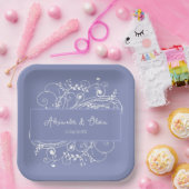 Periwinkle bloeien bruiloft douche papier Borden Papieren Bordje (Feest)
