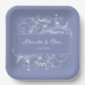 Periwinkle bloeien bruiloft douche papier Borden Papieren Bordje (Voorkant)