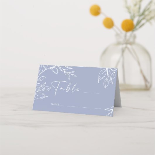 Periwinkle Bloem Eenvoudige Bruiloft Plaats Kaart Plaatskaartje (Voorkant)