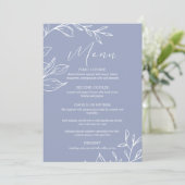 Periwinkle Bloemen Boho Bruiloft Menu (Staand voorkant)