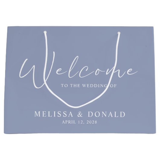 Periwinkle Bloemen Boho Welkom Bruiloft Groot Cadeauzakje (Voorkant)