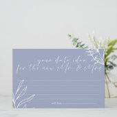 Periwinkle Bloemen Datum Nacht Idee Douche Spel Briefpapier (Staand voorkant)