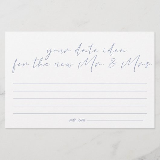 Periwinkle Bloemen Datum Nacht Idee Douche Spel Briefpapier (Voorkant)