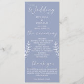 Periwinkle bloemen eenvoudig huwelijksprogramma programmakaart (Voorkant)