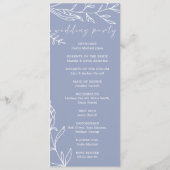 Periwinkle bloemen eenvoudig huwelijksprogramma programmakaart (Achterkant)