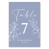 Periwinkle Bloemen Eenvoudig Trouwtafel Nummer Kaart (Voorkant)