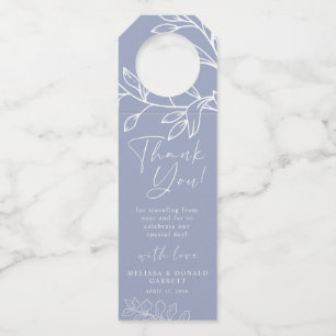 Periwinkle Bloemen Script Wedding Dank u Flessenhanger
