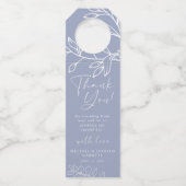 Periwinkle Bloemen Script Wedding Dank u Flessenhanger (Voorkant)