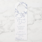 Periwinkle Bloemen Script Wedding Dank u Flessenhanger (Voorkant)