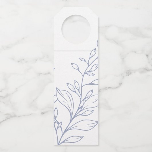 Periwinkle Bloemen Script Wedding Dank u Flessenhanger (Achterkant)