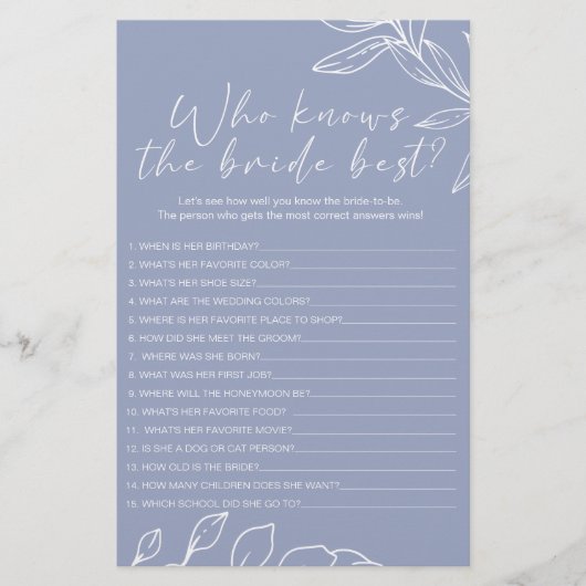 Periwinkle bloemen spel die weet bruid beste flyer (Voorkant)