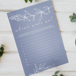 Periwinkle bloemen spel waar waren we flyer<br><div class="desc">Periwinkle Flowers Vrijgezellenfeest spel. Overeenkomende items om uw event collectie te voltooien zijn beschikbaar in onze Zazzle winkel!</div>