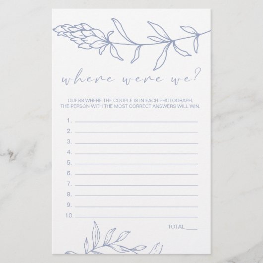 Periwinkle bloemen spel waar waren we flyer (Voorkant)