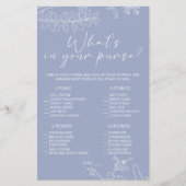 Periwinkle Bloemen Spel Whats In Uw Tas Flyer (Voorkant)