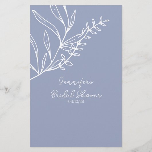 Periwinkle bloemen spel zou de bruidegom zeggen flyer (Achterkant)