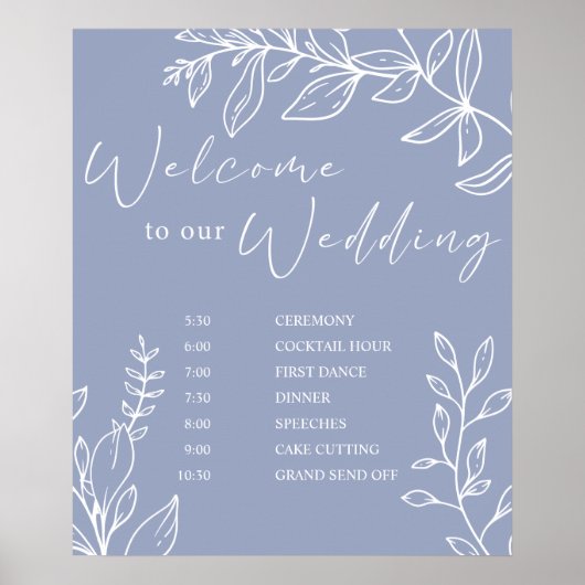 Periwinkle Bloemen Trouwschema Poster (Voorkant)