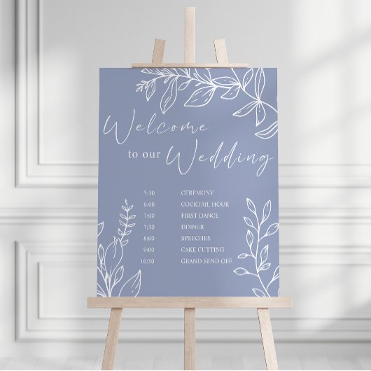 Periwinkle Bloemen Trouwschema Poster